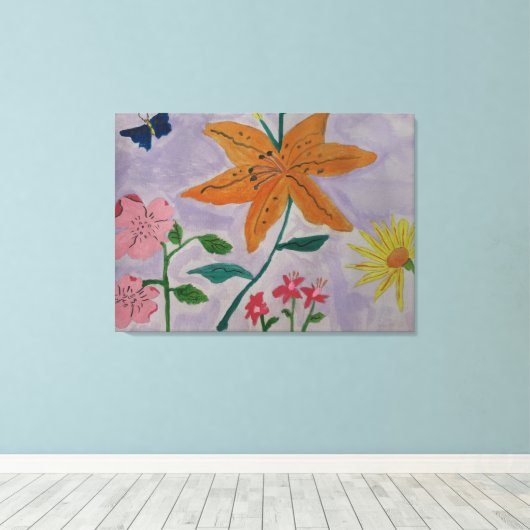 Oranje Lily Canvas Art (Insitu (Houten vloer))