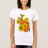 oranje lily en melkbloemen t-shirt (Voorkant)