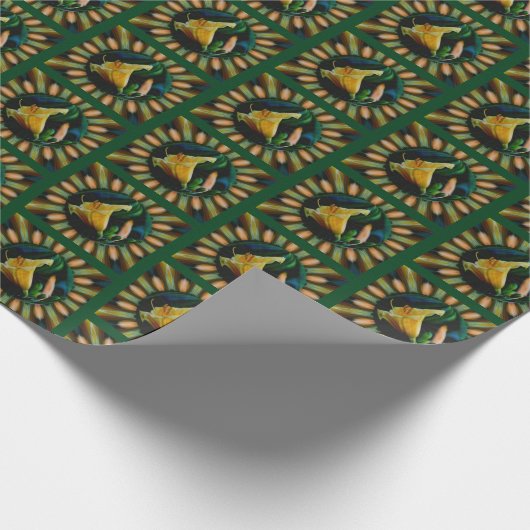 Oranje Lily Energies Floral Abstracte Art Cadeaupapier (Hoek)