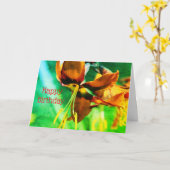 Oranje Lily Floral Art Gepersonaliseerd Birthday K Kaart (Gele Bloem)