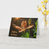 Oranje Lily Flower and Sunshine Birthday Art Card Kaart (Gele Bloem)
