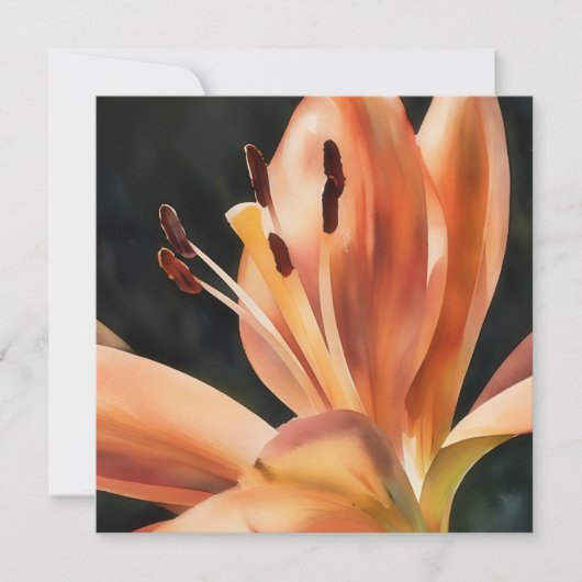 Oranje Lily Flower Art Flat Note Kaart (Voorkant)