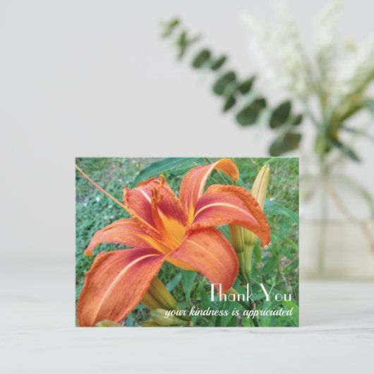 Oranje Lily Flower Gift Bedankt Briefkaart (Staand voorkant)