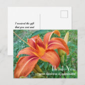 Oranje Lily Flower Gift Bedankt Briefkaart (Voorkant / Achterkant)