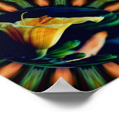 Oranje Lily Flower Mirror Floral Abstracte kunst Poster (Hoek)