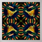 Oranje Lily Flower Mirror Floral Abstracte kunst Poster (Voorkant)