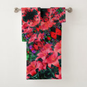 Oranje Lily Flowers Abstract Kunstpatroon Bad Handdoek (Insitu)