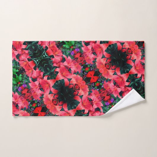 Oranje Lily Flowers Abstract Kunstpatroon Bad Handdoek (Handdoek)