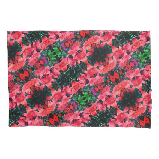 Oranje Lily Flowers Abstract Kunstpatroon Kussensloop (Voorkant)