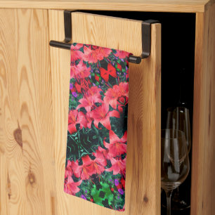 Oranje Lily Flowers Abstract Kunstpatroon Theedoek