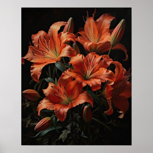 Oranje Lily Flowers Art Print Poster (Voorkant)
