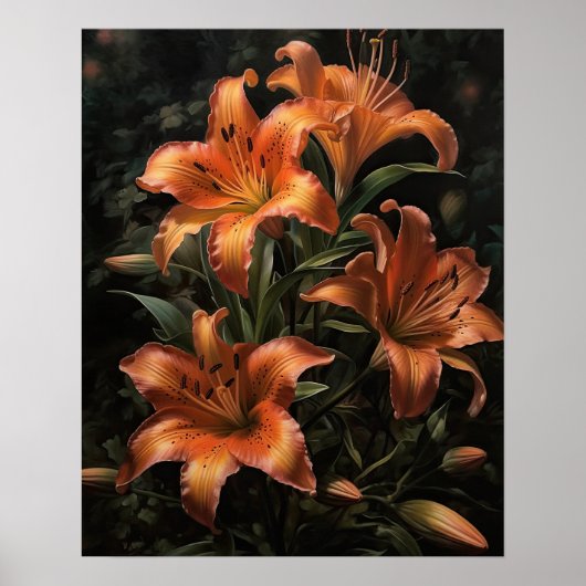 Oranje Lily Flowers Art Print Posters (Voorkant)