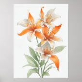 Oranje Lily Flowers Poster (Voorkant)