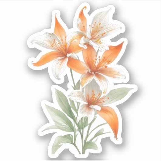 Oranje Lily Flowers Sticker (Voorkant)
