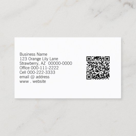 Oranje Lily Foto Yoga Instructor QR Code Aangepast Visitekaartje (Achterkant)