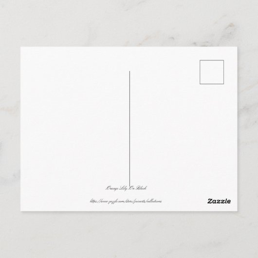Oranje Lily op zwart Briefkaart (Achterkant)