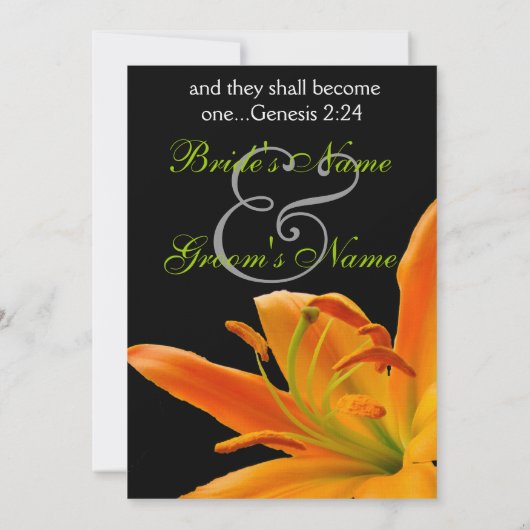 Oranje lily Wedding Kaart (Achterkant)