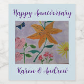 Oranje Lily Wijn Etiket (Enkel label)