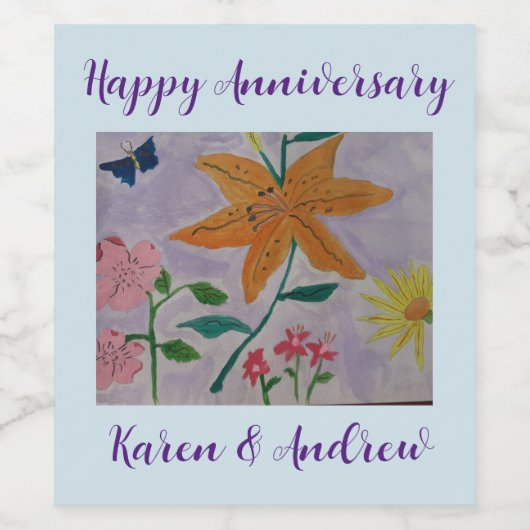 Oranje Lily Wijn Etiket (Enkel label)