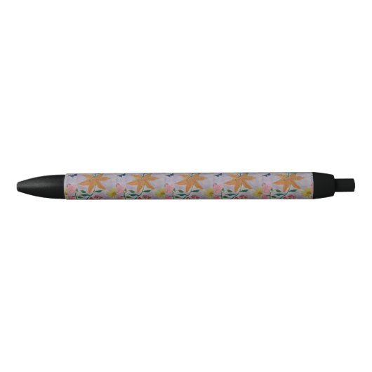 Oranje Lily Zwarte Inkt Pen (Voorkant)