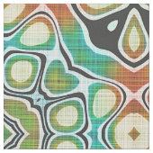 Oranje Lime Green Turquoise Bali Batik Pattern Stof (Close Up)