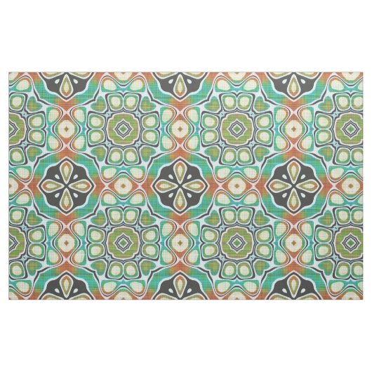 Oranje Lime Green Turquoise Bali Batik Pattern Stof (Fat Quarter)