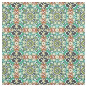 Oranje Lime Green Turquoise Bali Batik Pattern Stof