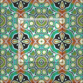 Oranje Lime Green Turquoise Bali Batik Pattern Stof (Delen)