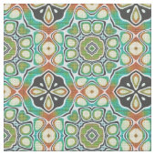 Oranje Lime Green Turquoise Bali Batik Pattern Stof (Close Up)