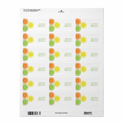 Oranje Limoen citroen Etiket (Full Sheet)