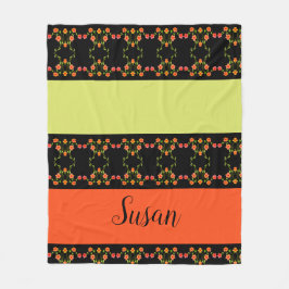 Oranje limoen groen en zwart fleece deken