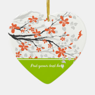Oranje limoen groene magnolia bloemen ornament