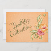 Oranje Linen Floral Gepersonaliseerd uitnodiging (Achterkant)