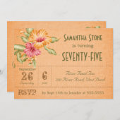 Oranje Linen Floral Gepersonaliseerd uitnodiging (Voorkant / Achterkant)