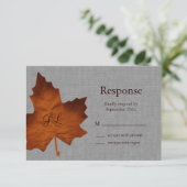 Oranje Linen Monogrammed RSVP (Staand voorkant)