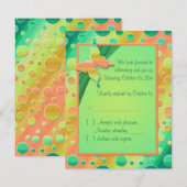 Oranje Linggroene Polka Dot RSVP-kaart Kaart (Voorkant / Achterkant)