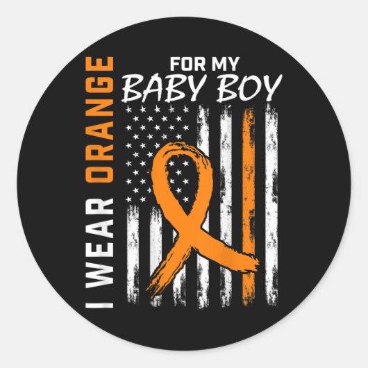 Oranje Lint Baby Boy LEUKEMIE ONDERSTEUNING LEUKEM Ronde Sticker (Voorkant)