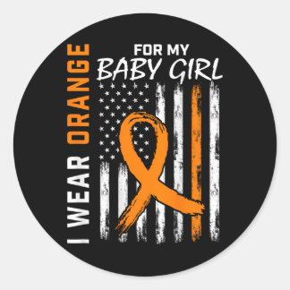 Oranje lint baby meisje leukemie bewustzijn ronde sticker