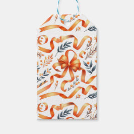 Oranje lint Bloemen  Botanische Verjaardag Cadeaulabel