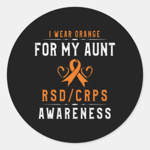 Oranje lint CRPSRSD Bewustzijn voor mijn tante Nov Ronde Sticker