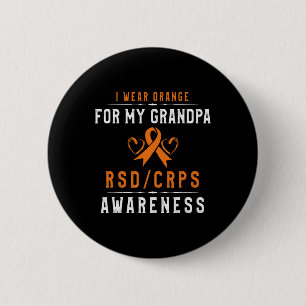 Oranje lint CRPSRSD Bewustzijn voor opa - Gran Ronde Button 5,7 Cm