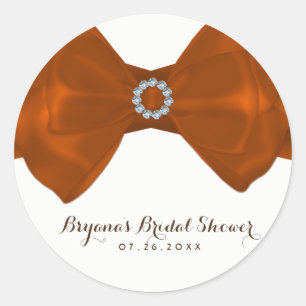 Oranje lint & diamanten bruidsfeest Elegant Ronde Sticker