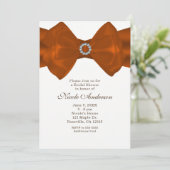 Oranje lint & diamanten Elegant Glam Invitations Kaart (Staand voorkant)