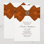 Oranje lint & diamanten Elegant Glam Invitations Kaart (Voorkant / Achterkant)