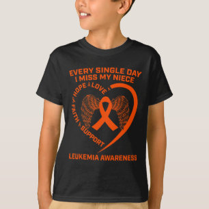 Oranje lint hart leukemie bewustzijn in geheugen O T-shirt