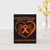 Oranje Lint Hart Leukemie Bewustzijn Ter Nagedacht Kaart (Gele Bloem)