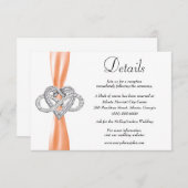 Oranje Lint Infinity Hart Bruiloft Details Informatiekaartje (Voorkant / Achterkant)