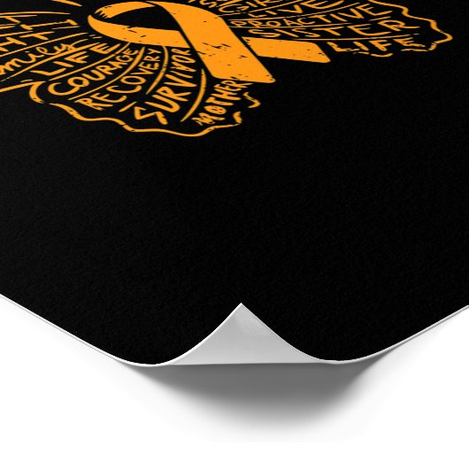 Oranje Lint Kanker Leukemie Bewustzijn Ondersteuni Poster (Hoek)