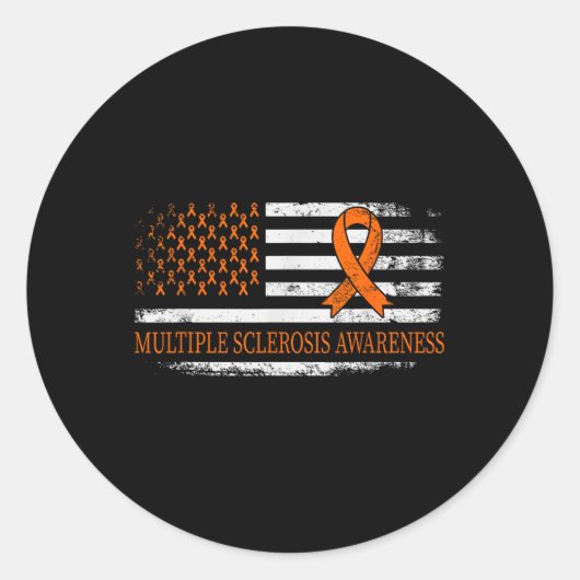Oranje Lint Ms - Multiple Sclerose Bewustzijn  Ronde Sticker (Voorkant)