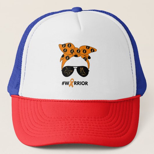 Oranje Lint Nierkanker Warrior Bandana Unbrea Trucker Pet (Voorkant)